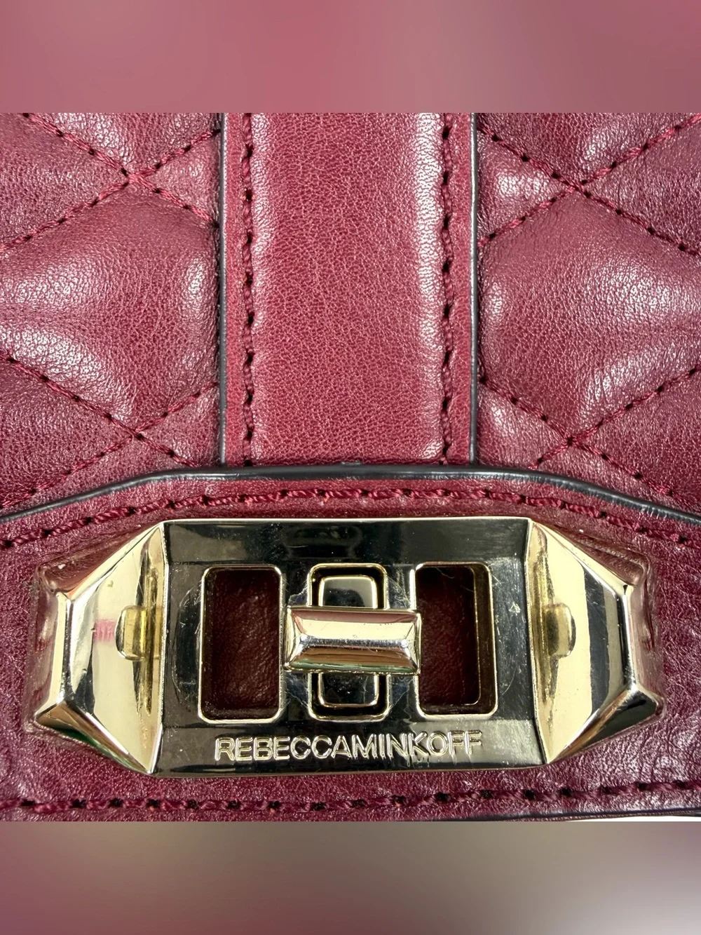 Rebecca Minkoff Mini Love Burgundy Quilted Leather Crossbody Bag